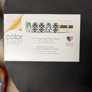 Color Street Black and White Nail Strips with Green Accents